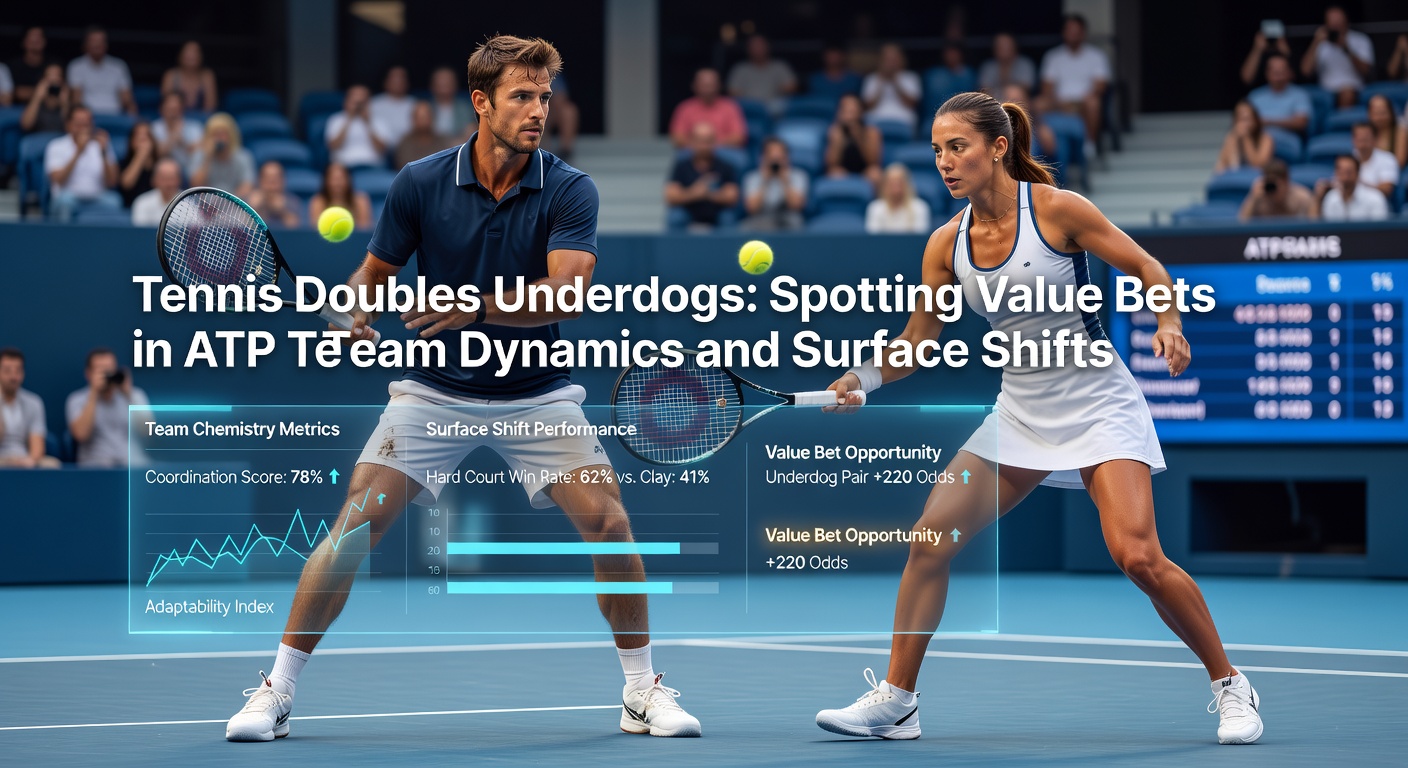 Zwei Tennisspieler im Doppelmatch auf Sandplatz, die einen Ball über das Netz schlagen, symbolisch für dynamische Teamleistungen